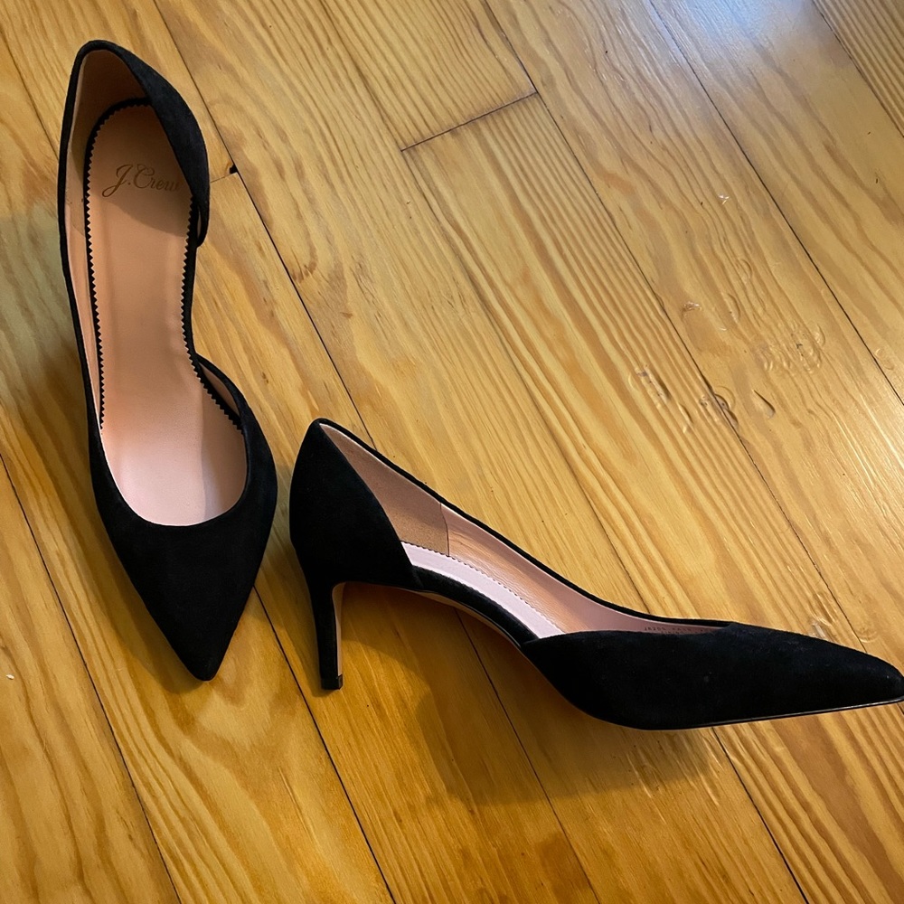 J.Crew D’Orsay black suede heels, size 7.5